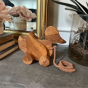 Vintage Pull Along Duck Wooden Toy
